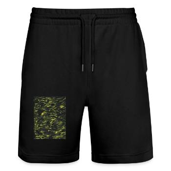 Yellow in the dark (acrylic paint) - Stanley/Stella Trainer Unisex Organic Jogging Shorts - black - Front - Nik (191cm) & Marisol (170cm)