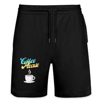 Coffee Please - Stanley/Stella Unisex Bio Joggingshorts Trainer  - Schwarz - Vorne - Nik (191cm) & Marisol (170cm)