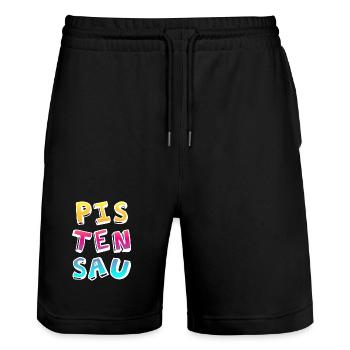 Pistensau Skiurlaub Fun Après-Ski Party farbenfroh - Stanley/Stella Unisex Bio Joggingshorts Trainer  - Schwarz - Vorne - Nik (191cm) & Marisol (170cm)