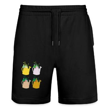 Arrosoir 4 - Short de jogging bio TRAINER Stanley/Stella unisexe - noir - Devant - Nik (191cm) & Marisol (170cm)