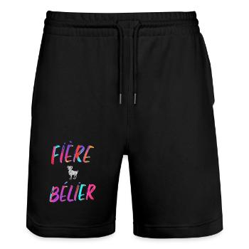 Fière bélier cadeau bélier signe du zodiaque - Short de jogging bio TRAINER Stanley/Stella unisexe - noir - Devant - Nik (191cm) & Marisol (170cm)