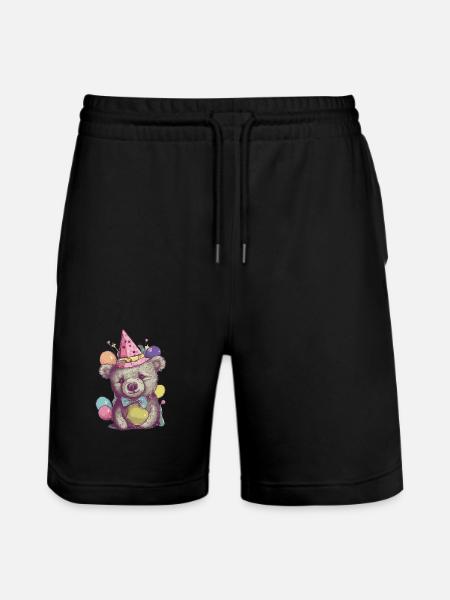 Party Bear - Stanley/Stella Trainer Unisex Organic Jogging Shorts - black