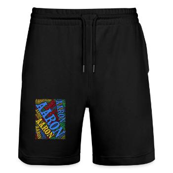 Aaron T-Shirt Word Cloud Gift T-Shirt - Stanley/Stella Trainer Unisex Organic Jogging Shorts - black - Front - Nik (191cm) & Marisol (170cm)