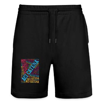 T-shirt Sicilia T-shirt nuage de mots Aci Catena - Short de jogging bio TRAINER Stanley/Stella unisexe - noir - Devant - Nik (191cm) & Marisol (170cm)