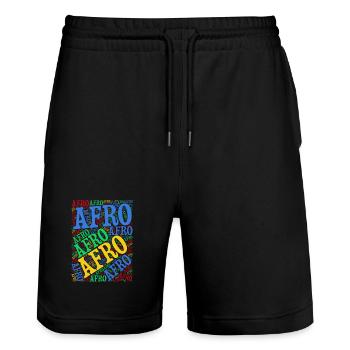 t-shirt Afro word cloud t-shirt gift idea - Stanley/Stella Trainer Unisex Organic Jogging Shorts - black - Front - Nik (191cm) & Marisol (170cm)