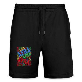t-shirt Afra word cloud t-shirt gift idea t-shirt - Stanley/Stella Trainer Unisex Organic Jogging Shorts - black - Front - Nik (191cm) & Marisol (170cm)