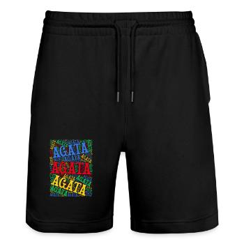 t-shirt Agata word cloud t-shirt gift idea - Stanley/Stella Trainer Unisex Organic Jogging Shorts - black - Front - Nik (191cm) & Marisol (170cm)