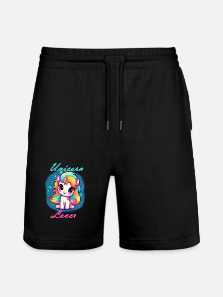 Unicorn Lover - Stanley/Stella Trainer Unisex Organic Jogging Shorts - black