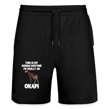 Okapi Zoo Expedition - Stanley/Stella Unisex Bio Joggingshorts Trainer  - Schwarz - Vorne - Nik (191cm) & Marisol (170cm)