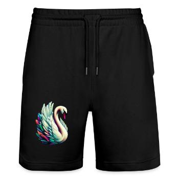 Cygne - Short de jogging bio TRAINER Stanley/Stella unisexe - noir - Devant - Nik (191cm) & Marisol (170cm)
