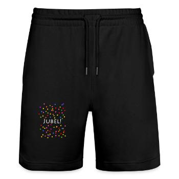 Jubel Konfetti Silvester Karneval - Stanley/Stella Unisex Bio Joggingshorts Trainer  - Schwarz - Vorne - Nik (191cm) & Marisol (170cm)