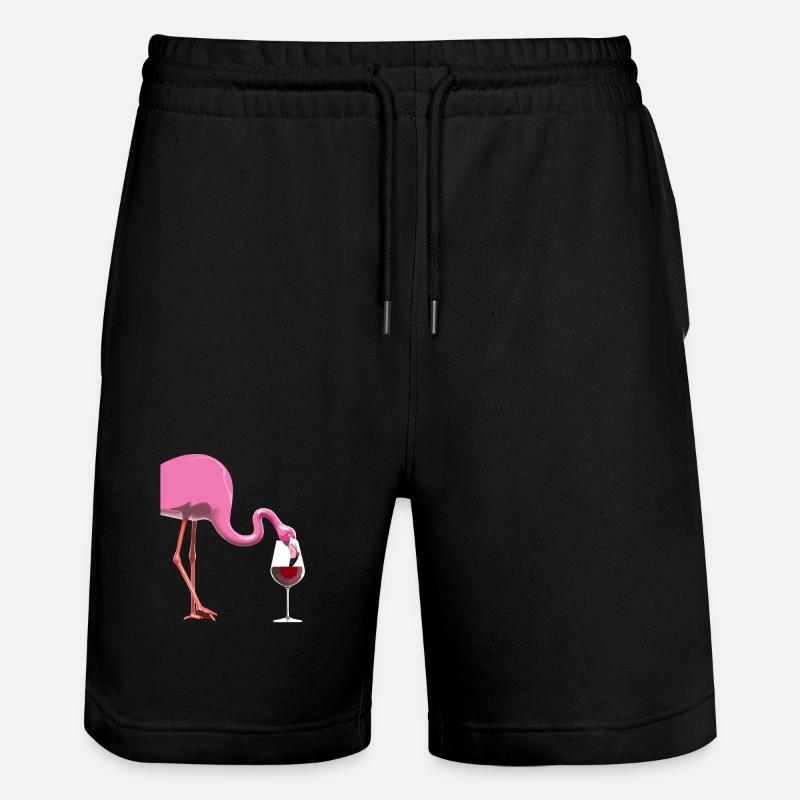 Flamant rose avec verre à vin - Short de jogging bio TRAINER Stanley/Stella unisexe - noir