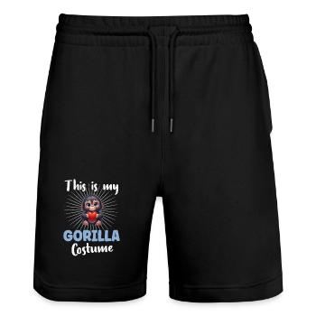 Gorilla Monkey - Stanley/Stella Trainer Unisex Organic Jogging Shorts - black - Front - Nik (191cm) & Marisol (170cm)