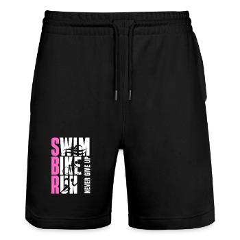 TRIATHLON MÄDCHEN WELLIG PINK - Stanley/Stella Unisex Bio Joggingshorts Trainer  - Schwarz - Vorne - Nik (191cm) & Marisol (170cm)