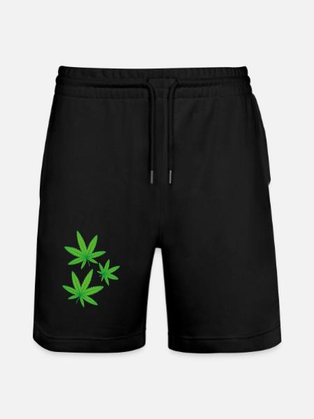 Feuilles de cannabis vertes - Short de jogging bio TRAINER Stanley/Stella unisexe - noir