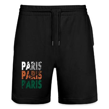 Tennis Shirt Paris Turnier Design Hoodie - Stanley/Stella Unisex Bio Joggingshorts Trainer  - Schwarz - Vorne - Nik (191cm) & Marisol (170cm)