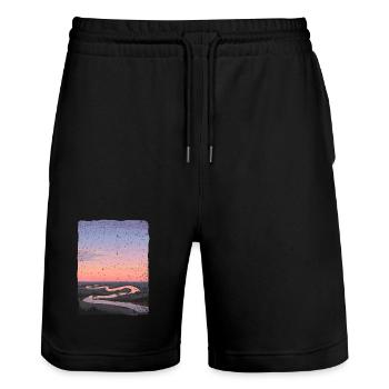 River reflected in the sunset - Stanley/Stella Trainer Unisex Organic Jogging Shorts - black - Front - Nik (191cm) & Marisol (170cm)