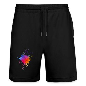 Colorful Paint Splashes - Gradient Watercolor Painting - Stanley/Stella Trainer Unisex Organic Jogging Shorts - black - Front - Nik (191cm) & Marisol (170cm)