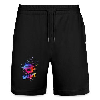 Jetzt wird´s mir aber zu bunt - bunter Farbklecks  - Stanley/Stella Unisex Bio Joggingshorts Trainer  - Schwarz - Vorne - Nik (191cm) & Marisol (170cm)