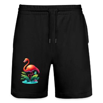 Flamant - Short de jogging bio TRAINER Stanley/Stella unisexe - noir - Devant - Nik (191cm) & Marisol (170cm)