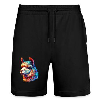 Alpaca - Stanley/Stella Trainer Unisex Organic Jogging Shorts - black - Front - Nik (191cm) & Marisol (170cm)