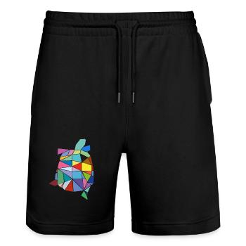 Schildkröte bunt - Stanley/Stella Unisex Bio Joggingshorts Trainer  - Schwarz - Vorne - Nik (191cm) & Marisol (170cm)