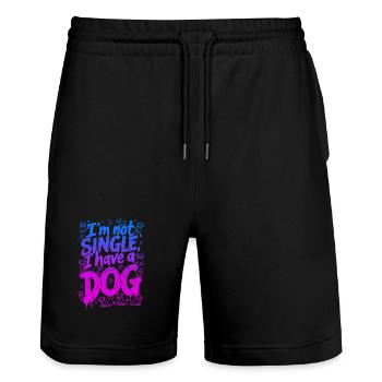 ICH BIN NICHT SINGLE, ICH HABE EINEN HUND - Stanley/Stella Unisex Bio Joggingshorts Trainer  - Schwarz - Vorne - Nik (191cm) & Marisol (170cm)