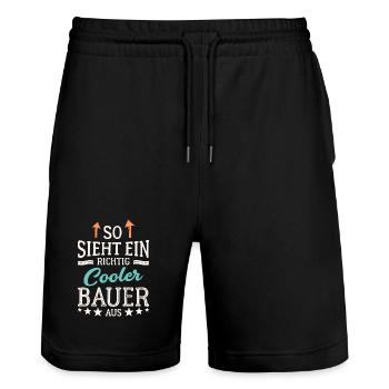 So sieht ein richtig cooler Bauer aus Landwirt - Stanley/Stella Unisex Bio Joggingshorts Trainer  - Schwarz - Vorne - Nik (191cm) & Marisol (170cm)