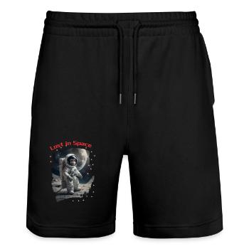 Lost in Space - Monkey as Astronaut - Stanley/Stella Trainer Unisex Organic Jogging Shorts - black - Front - Nik (191cm) & Marisol (170cm)