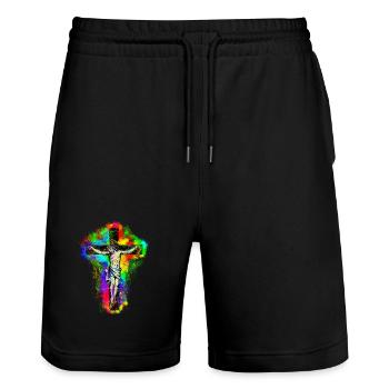 Croix de Jésus-Christ - Short de jogging bio TRAINER Stanley/Stella unisexe - noir - Devant - Nik (191cm) & Marisol (170cm)