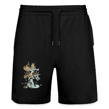 Vintage Flower Vase with Roses - Stanley/Stella Trainer Unisex Organic Jogging Shorts - black - Front - Nik (191cm) & Marisol (170cm)