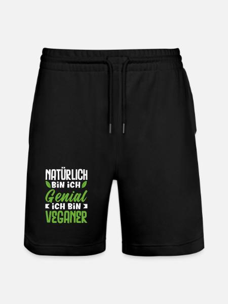 Attention I'm Vegan Funny Vegan Gift - Stanley/Stella Trainer Unisex Organic Jogging Shorts - black