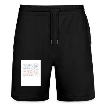 Künstlerischer Graffiti-Schriftzug Paris - Stanley/Stella Unisex Bio Joggingshorts Trainer  - Schwarz - Vorne - Nik (191cm) & Marisol (170cm)