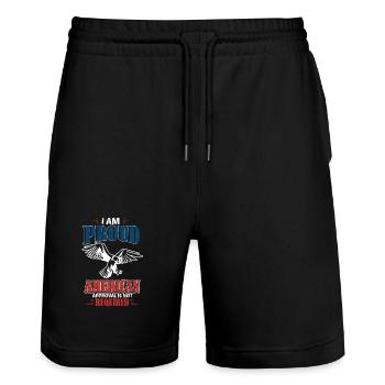 Stolzes amerikanisches Design mit Adler - Stanley/Stella Unisex Bio Joggingshorts Trainer  - Schwarz - Vorne - Nik (191cm) & Marisol (170cm)