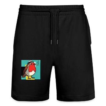 Robin Smoking - Stanley/Stella Trainer Unisex Organic Jogging Shorts - black - Front - Nik (191cm) & Marisol (170cm)