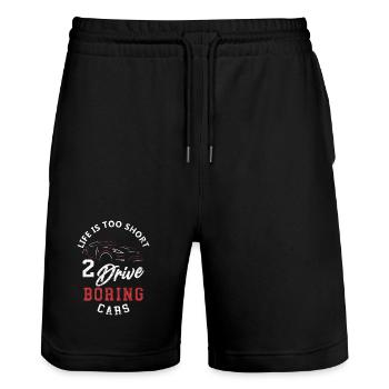 Sportwagen Humorvolle Phrase - Stanley/Stella Unisex Bio Joggingshorts Trainer  - Schwarz - Vorne - Nik (191cm) & Marisol (170cm)