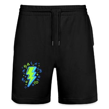 Energy Ray with Neon Colors - Stanley/Stella Trainer Unisex Organic Jogging Shorts - black - Front - Nik (191cm) & Marisol (170cm)
