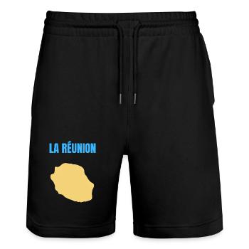 T-shirt carte La Réunion île dorée - Short de jogging bio TRAINER Stanley/Stella unisexe - noir - Devant - Nik (191cm) & Marisol (170cm)