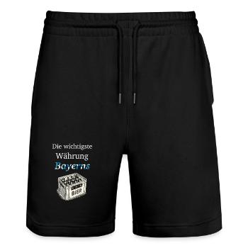 The most important currency of Bavaria - Stanley/Stella Trainer Unisex Organic Jogging Shorts - black - Front - Nik (191cm) & Marisol (170cm)