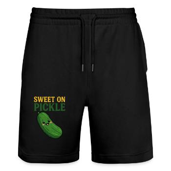 Sweet on cucumber - Stanley/Stella Trainer Unisex Organic Jogging Shorts - black - Front - Nik (191cm) & Marisol (170cm)