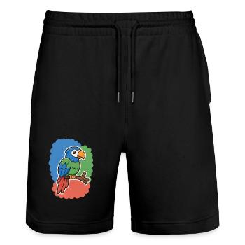 cute bird, kleiner Papagei - Stanley/Stella Unisex Bio Joggingshorts Trainer  - Schwarz - Vorne - Nik (191cm) & Marisol (170cm)