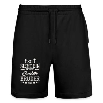 This is what a really cool brother looks like - Stanley/Stella Trainer Unisex Organic Jogging Shorts - black - Front - Nik (191cm) & Marisol (170cm)