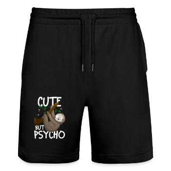 Cute But Psycho Crazy Sloth - Stanley/Stella Trainer Unisex Organic Jogging Shorts - black - Front - Nik (191cm) & Marisol (170cm)