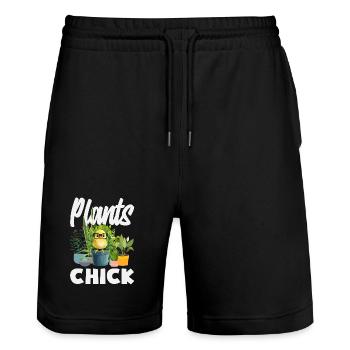 Garden & Plant Lovers Gifts - Stanley/Stella Trainer Unisex Organic Jogging Shorts - black - Front - Nik (191cm) & Marisol (170cm)