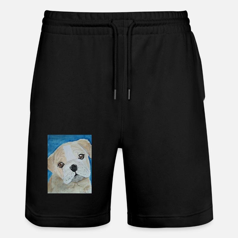 Bouledogue, Aquarelle, Chiot - Short de jogging bio TRAINER Stanley/Stella unisexe - noir