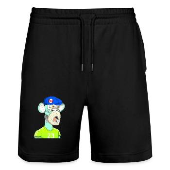 Style néon singe - Short de jogging bio TRAINER Stanley/Stella unisexe - noir - Devant - Nik (191cm) & Marisol (170cm)