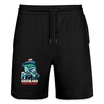 Cadeau du drapeau du t-shirt Pas à vendre du Groenland - Short de jogging bio TRAINER Stanley/Stella unisexe - noir - Devant - Nik (191cm) & Marisol (170cm)
