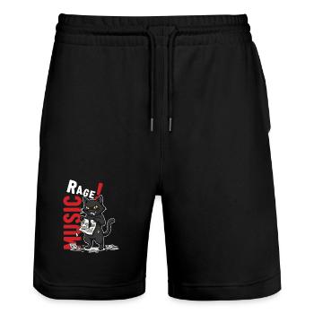 Music Rage Cat Notenblatt Humor - Stanley/Stella Unisex Bio Joggingshorts Trainer  - Schwarz - Vorne - Nik (191cm) & Marisol (170cm)