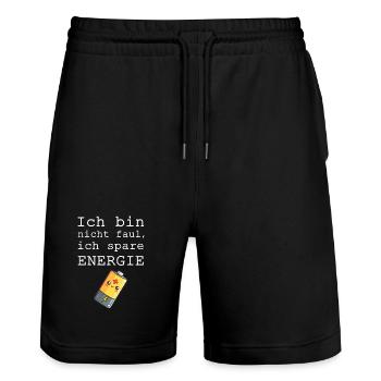 Saving energy - Stanley/Stella Trainer Unisex Organic Jogging Shorts - black - Front - Nik (191cm) & Marisol (170cm)