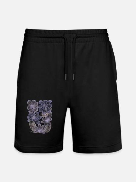 Lavender Bloom Blumenmuster - Stanley/Stella Unisex Bio Joggingshorts Trainer - Schwarz